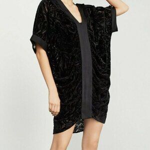 BCBGMaxAzria Burnout Velvet Black Shift Dress